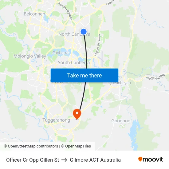 Officer Cr Opp Gillen St to Gilmore ACT Australia map