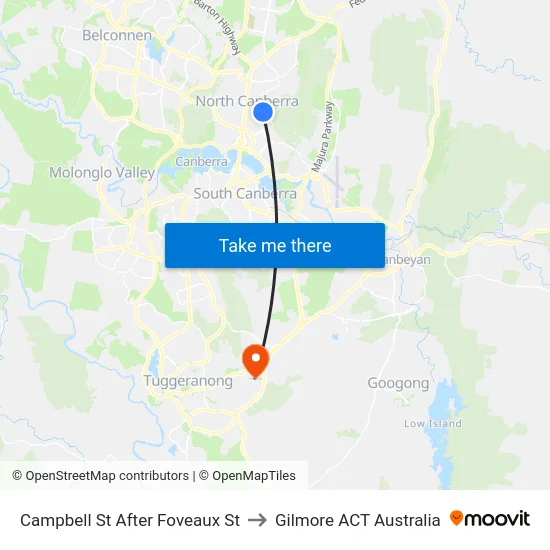 Campbell St After Foveaux St to Gilmore ACT Australia map
