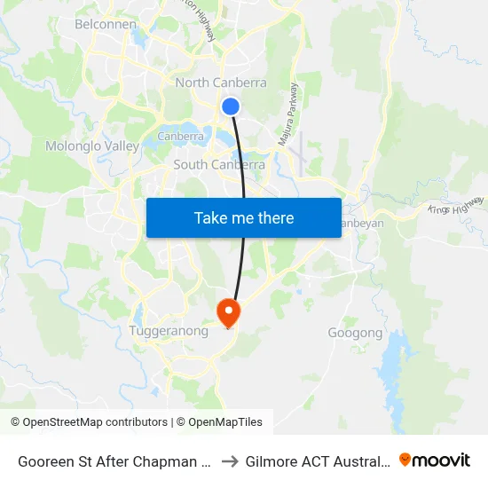 Gooreen St After Chapman St to Gilmore ACT Australia map