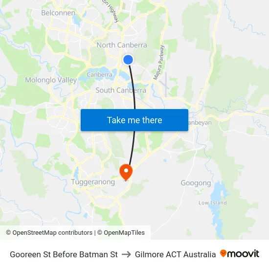 Gooreen St Before Batman St to Gilmore ACT Australia map