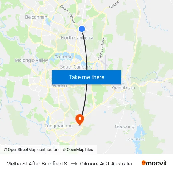Melba St After Bradfield St to Gilmore ACT Australia map