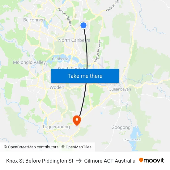 Knox St Before Piddington St to Gilmore ACT Australia map