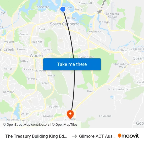 The Treasury Building King Edward Tce to Gilmore ACT Australia map