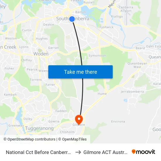 National Cct Before Canberra Av to Gilmore ACT Australia map