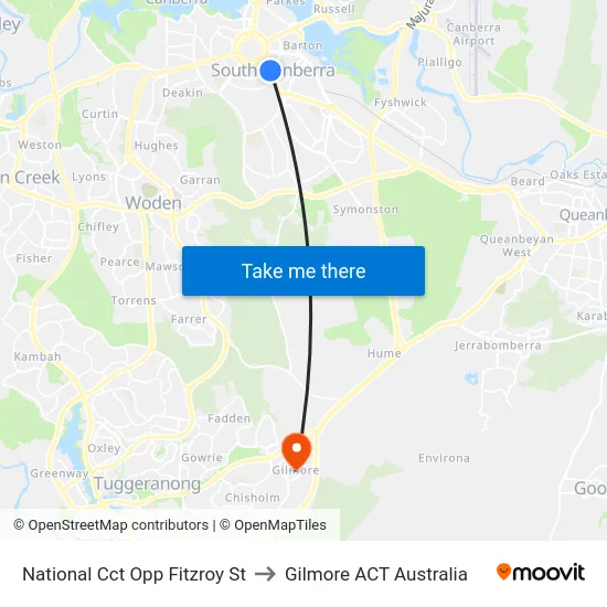 National Cct Opp Fitzroy St to Gilmore ACT Australia map