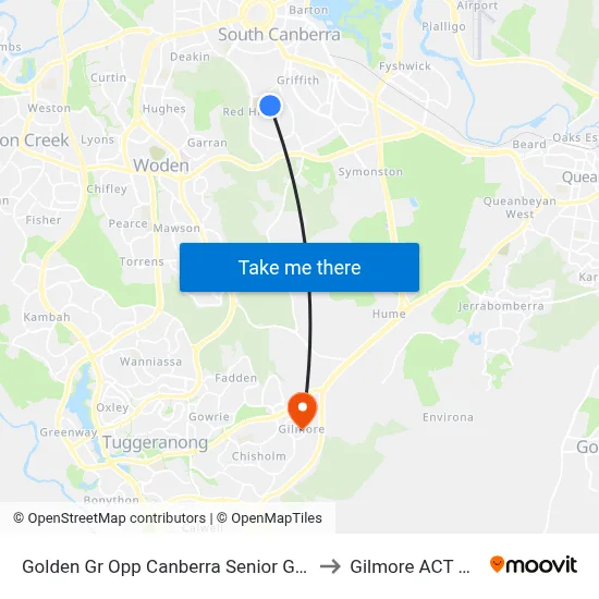 Golden Gr Opp Canberra Senior Grammar School to Gilmore ACT Australia map