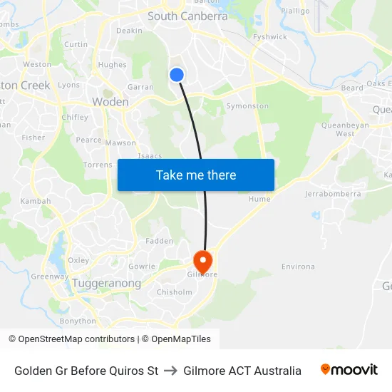 Golden Gr Before Quiros St to Gilmore ACT Australia map