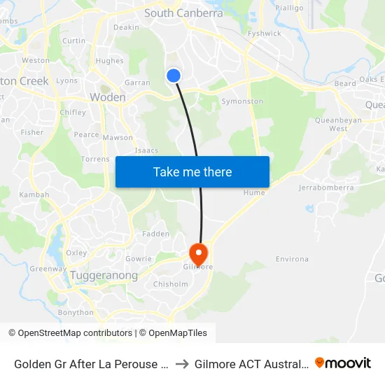 Golden Gr After La Perouse St to Gilmore ACT Australia map