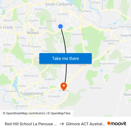 Red Hill School La Perouse St to Gilmore ACT Australia map