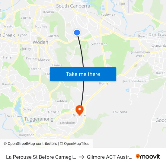 La Perouse St Before Carnegie Cr to Gilmore ACT Australia map