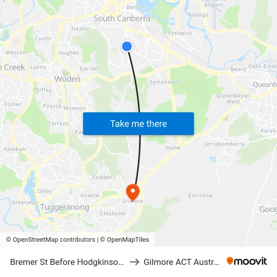 Bremer St Before Hodgkinson St to Gilmore ACT Australia map