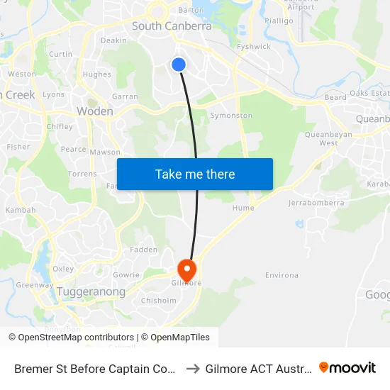 Bremer St Before Captain Cook Cr to Gilmore ACT Australia map