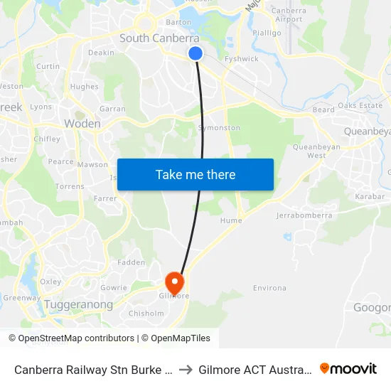 Canberra Railway Stn Burke Cr to Gilmore ACT Australia map