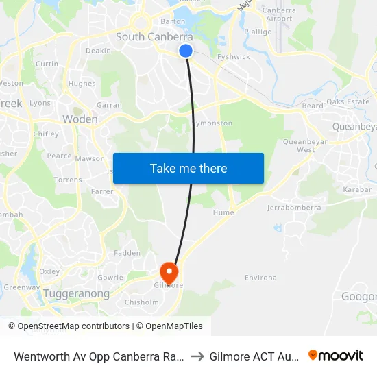 Wentworth Av Opp Canberra Railway Stn to Gilmore ACT Australia map