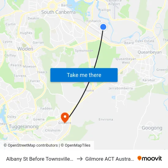 Albany St Before Townsville St to Gilmore ACT Australia map
