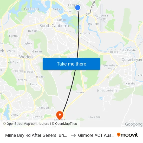 Milne Bay Rd After General Bridges Rd to Gilmore ACT Australia map