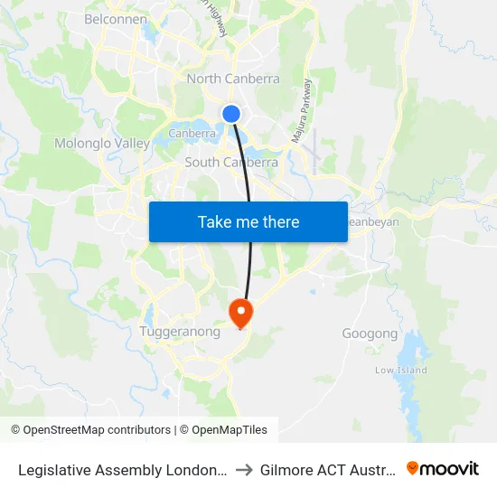 Legislative Assembly London Cct to Gilmore ACT Australia map