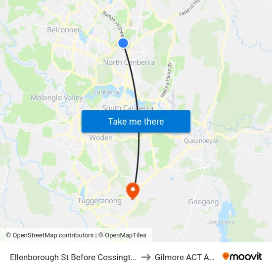 Ellenborough St Before Cossington Smith St to Gilmore ACT Australia map