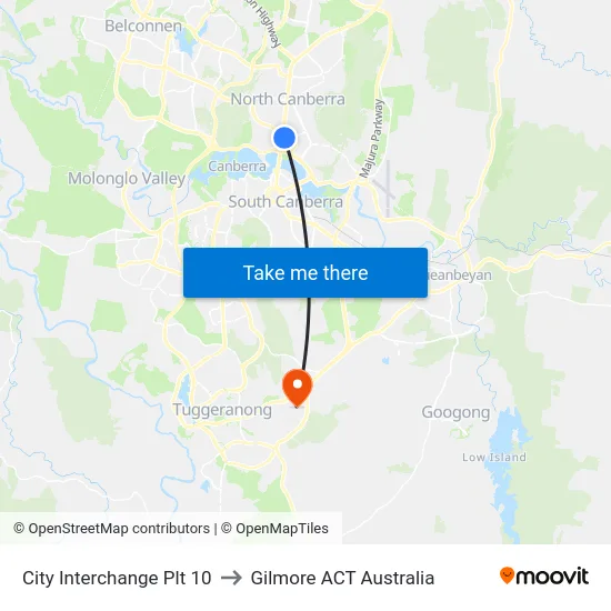 City Interchange Plt 10 to Gilmore ACT Australia map