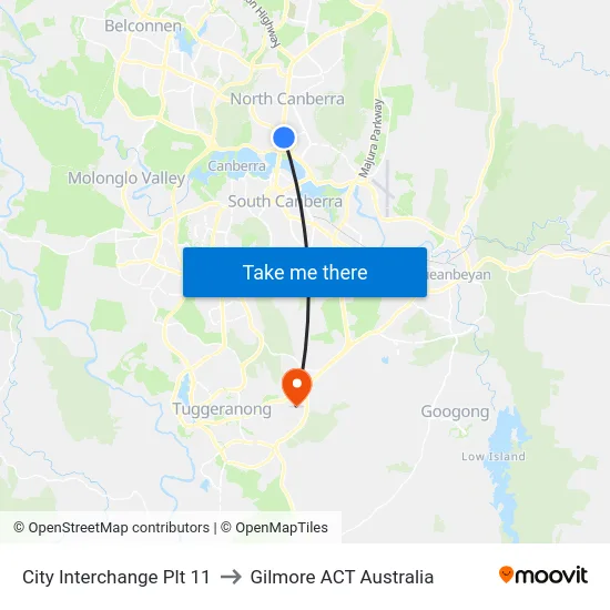 City Interchange Plt 11 to Gilmore ACT Australia map