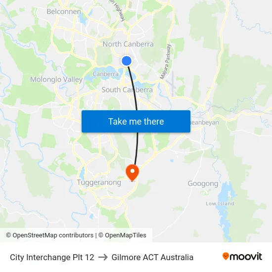 City Interchange Plt 12 to Gilmore ACT Australia map
