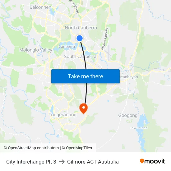 City Interchange Plt 3 to Gilmore ACT Australia map