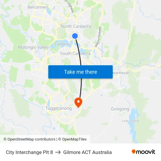 City Interchange Plt 8 to Gilmore ACT Australia map