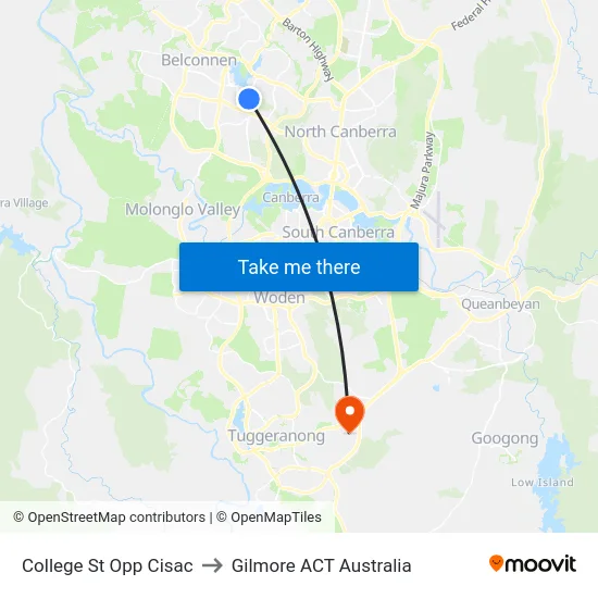 College St Opp Cisac to Gilmore ACT Australia map