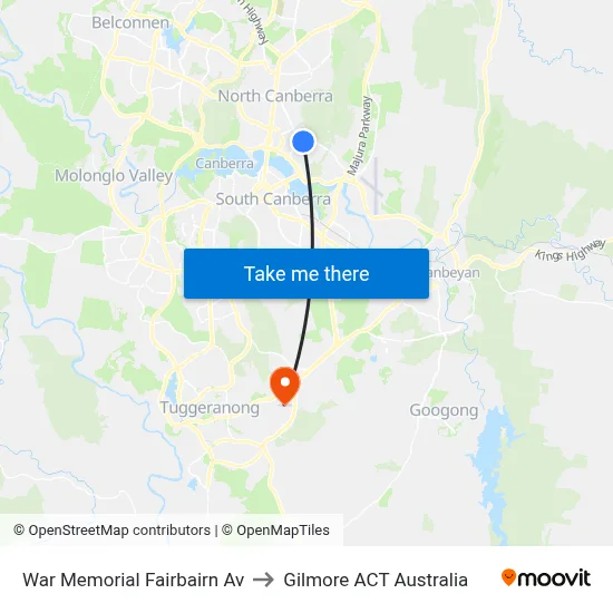 War Memorial Fairbairn Av to Gilmore ACT Australia map
