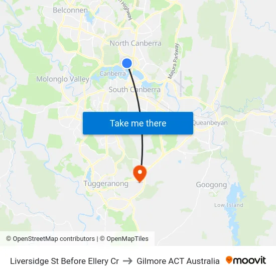 Liversidge St Before Ellery Cr to Gilmore ACT Australia map