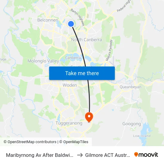 Maribyrnong Av After Baldwin Dr to Gilmore ACT Australia map