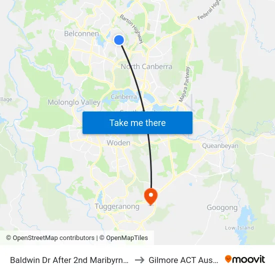 Baldwin Dr After 2nd Maribyrnong Av to Gilmore ACT Australia map