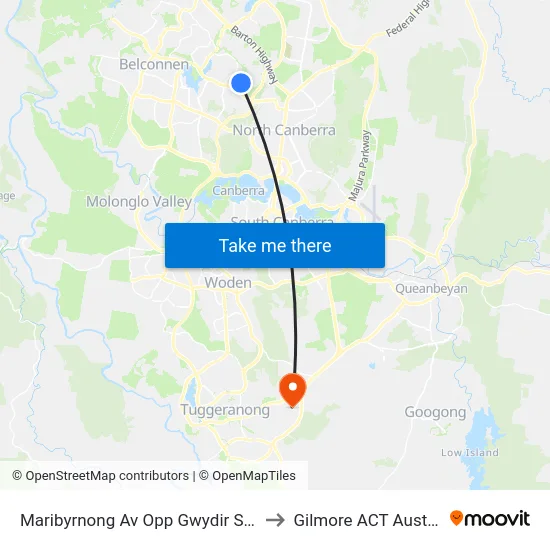 Maribyrnong Av Opp Gwydir Square to Gilmore ACT Australia map