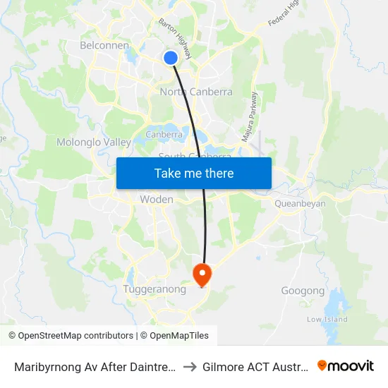 Maribyrnong Av After Daintree Cr to Gilmore ACT Australia map