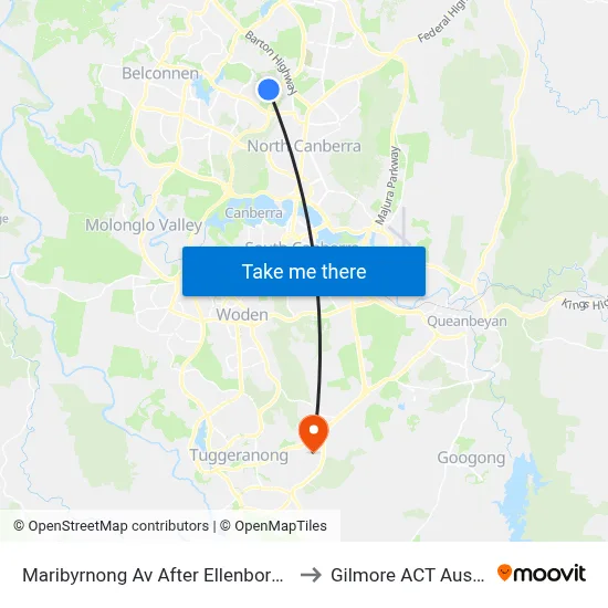 Maribyrnong Av After Ellenborough St to Gilmore ACT Australia map