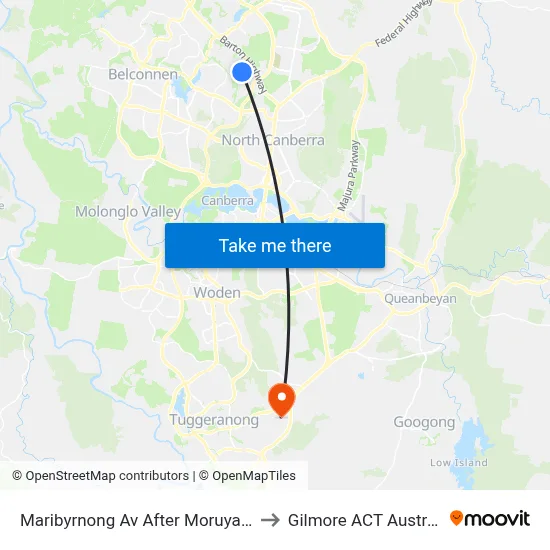 Maribyrnong Av After Moruya Cct to Gilmore ACT Australia map