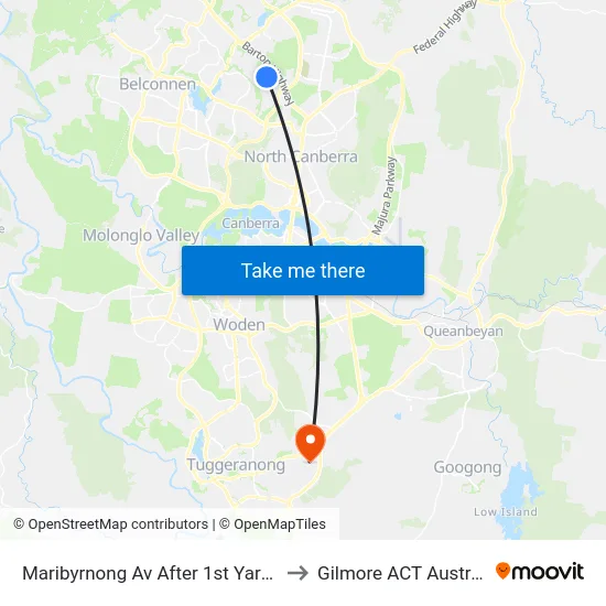 Maribyrnong Av After 1st Yarra St to Gilmore ACT Australia map