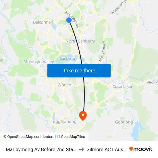 Maribyrnong Av Before 2nd Staaten Cr to Gilmore ACT Australia map