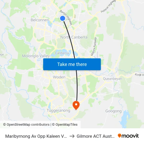 Maribyrnong Av Opp Kaleen Village to Gilmore ACT Australia map