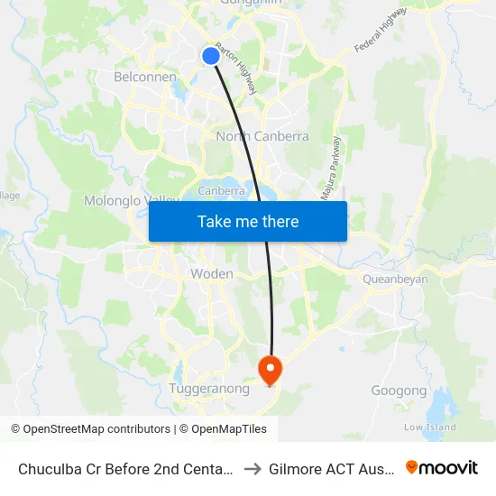 Chuculba Cr Before 2nd Centaurus St to Gilmore ACT Australia map