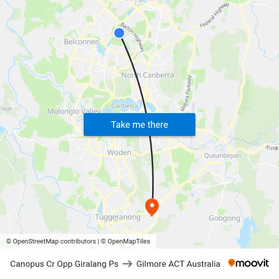 Canopus Cr Opp Giralang Ps to Gilmore ACT Australia map
