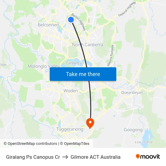 Giralang Ps Canopus Cr to Gilmore ACT Australia map