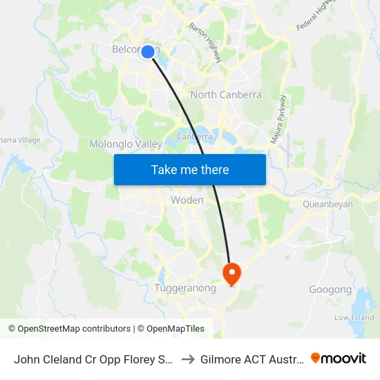 John Cleland Cr Opp Florey Shops to Gilmore ACT Australia map
