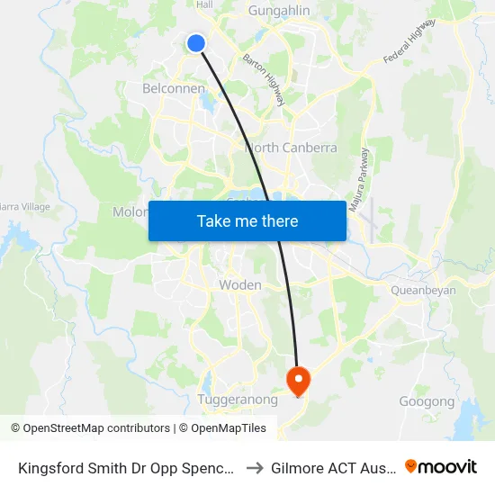Kingsford Smith Dr Opp Spence Shops to Gilmore ACT Australia map