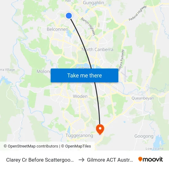 Clarey Cr Before Scattergood Pl to Gilmore ACT Australia map
