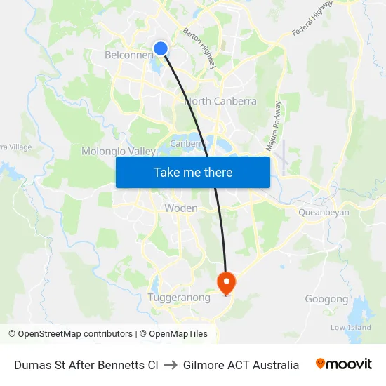 Dumas St After Bennetts Cl to Gilmore ACT Australia map
