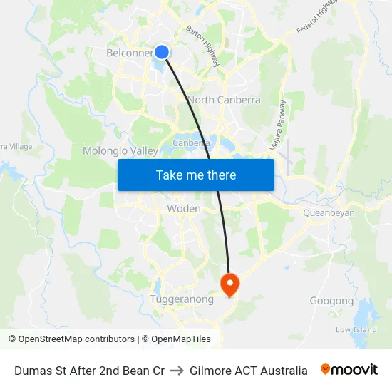 Dumas St After 2nd Bean Cr to Gilmore ACT Australia map
