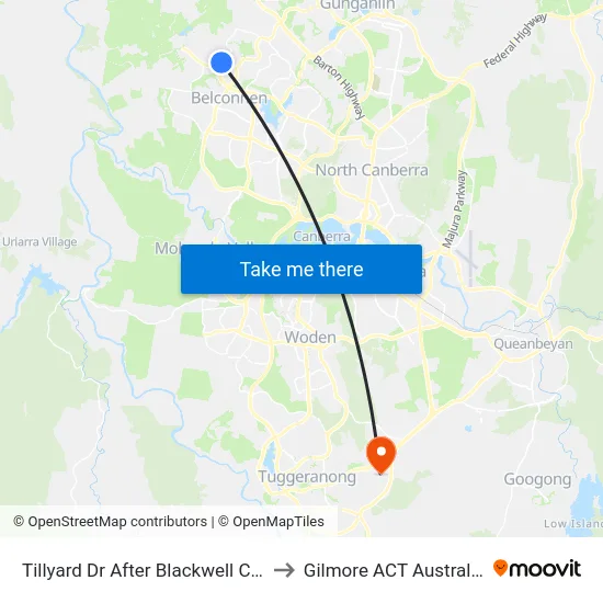 Tillyard Dr After Blackwell Cct to Gilmore ACT Australia map