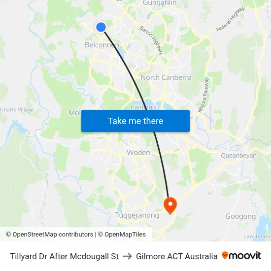 Tillyard Dr After Mcdougall St to Gilmore ACT Australia map