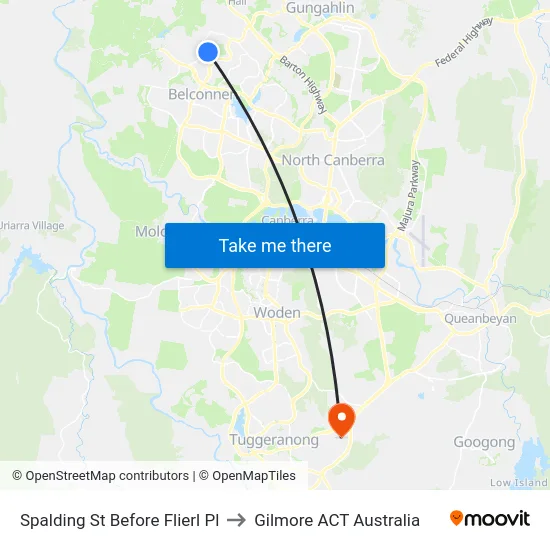 Spalding St Before Flierl Pl to Gilmore ACT Australia map